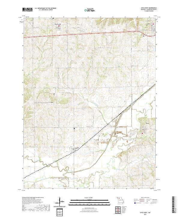 Utica West, MO — USGS 7.5-minute topo (2021)