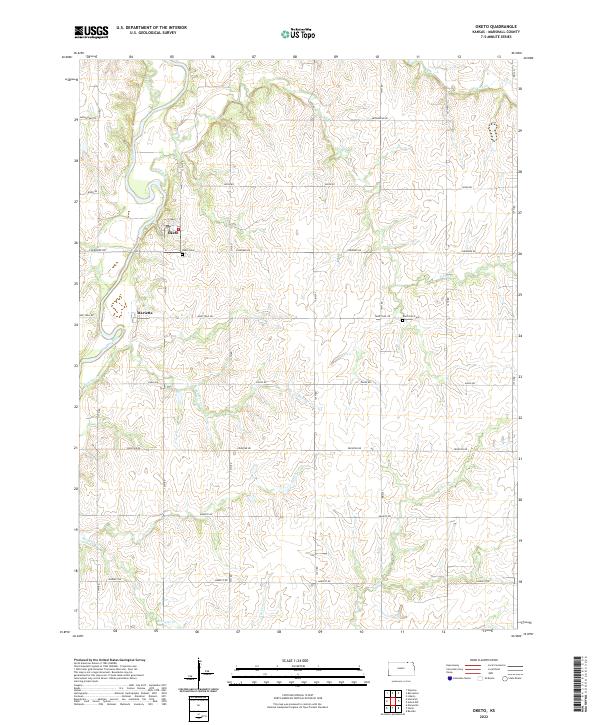 Oketo, KS — USGS 7.5-minute topo (2022)