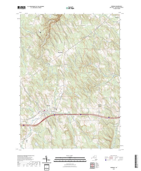 Sherman, NY — USGS 7.5-minute topo (2023)