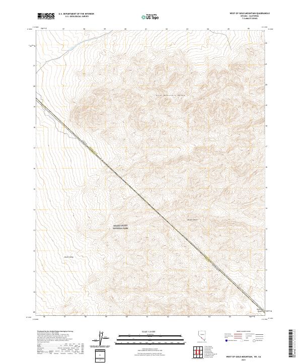West of Gold Mountain, NV-CA — USGS 7.5-minute topo (2021)