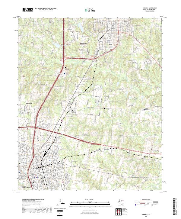 Sherman, TX — USGS 7.5-minute topo (2022)