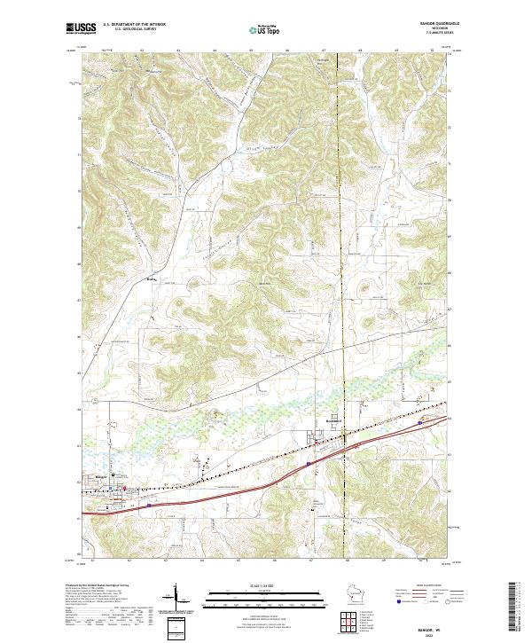 Bangor, WI — USGS 7.5-minute topo (2022)