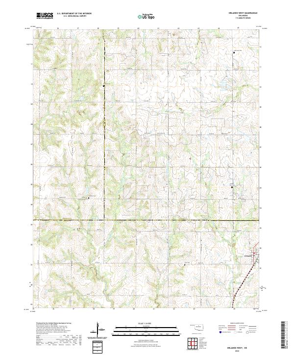 Orlando West, OK — USGS 7.5-minute topo (2022)