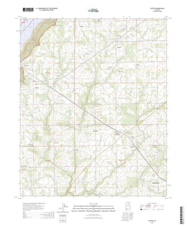 Dutton, AL — USGS 7.5-minute topo (2026)