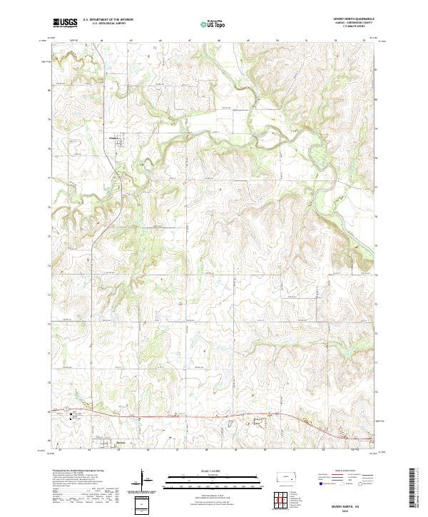 Severy North, KS — USGS 7.5-minute topo (2022)