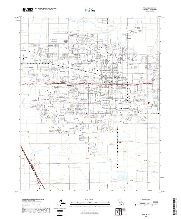 Visalia, CA — USGS 7.5-minute topo (2021)