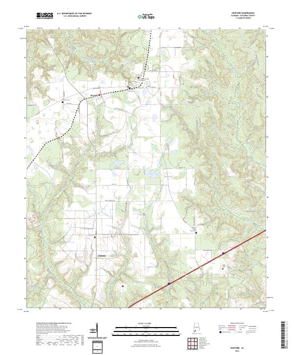 Huxford, AL — USGS 7.5-minute topo (2024)