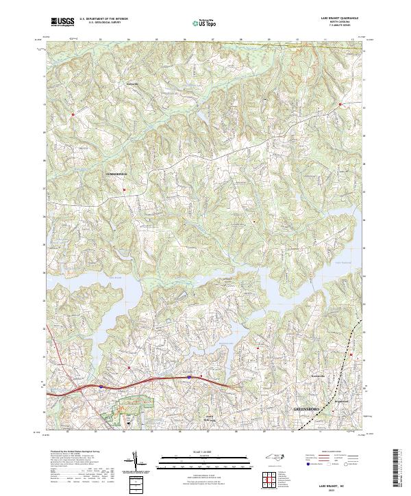 Lake Brandt, NC — USGS 7.5-minute topo (2023)