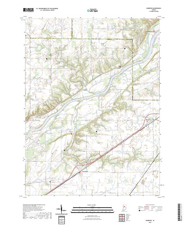 Burrows, IN — USGS 7.5-minute topo (2022)