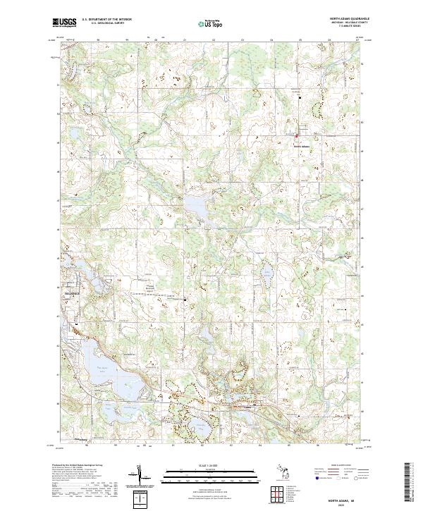 North Adams, MI — USGS 7.5-minute topo (2023)