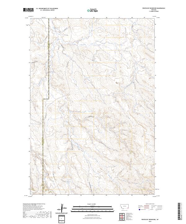 Pentecost Reservoir, MT — USGS 7.5-minute topo (2024)