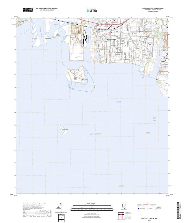 Pascagoula South, MS — USGS 7.5-minute topo (2024)