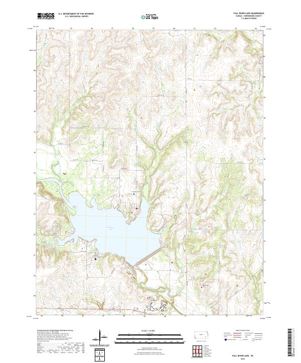 Fall River Lake, KS — USGS 7.5-minute topo (2022)