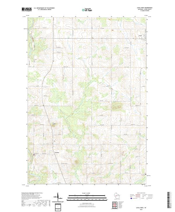 Loyal West, WI — USGS 7.5-minute topo (2022)