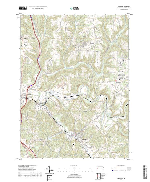 Evans City, PA — USGS 7.5-minute topo (2023)