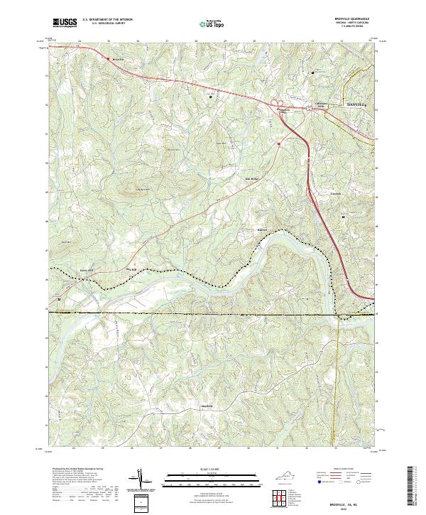 Brosville, VA-NC — USGS 7.5-minute topo (2022)