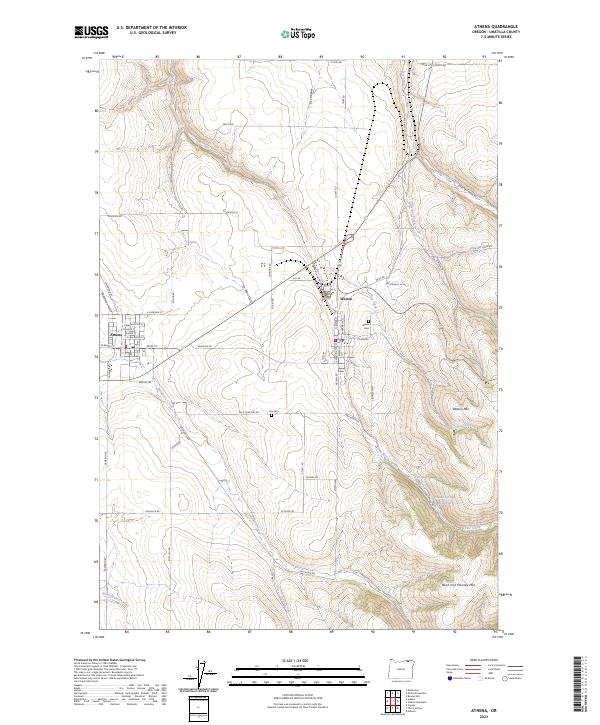 Athena, OR — USGS 7.5-minute topo (2023)