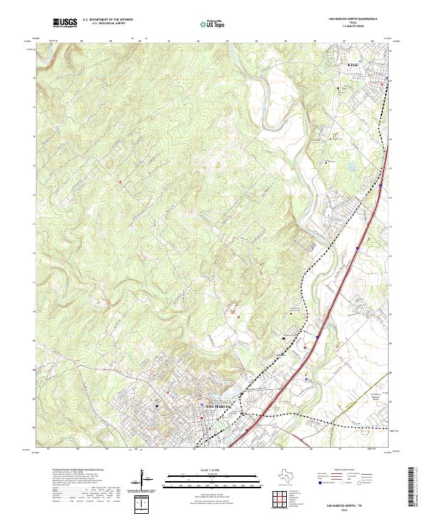 San Marcos North, TX — USGS 7.5-minute topo (2022)