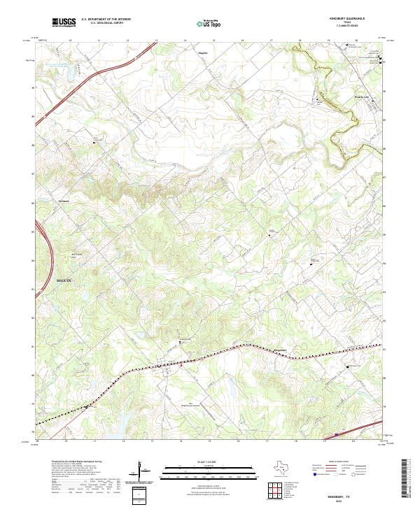 Kingsbury, TX — USGS 7.5-minute topo (2022)