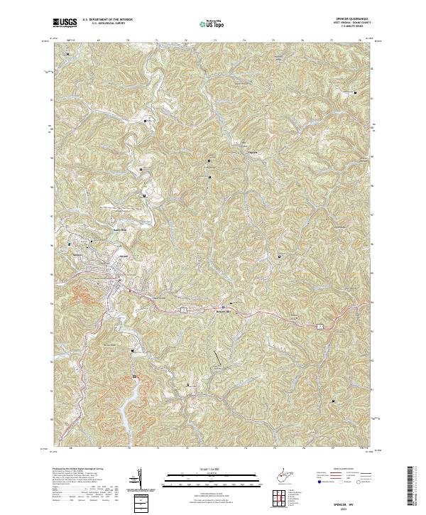 Spencer, WV — USGS 7.5-minute topo (2023)