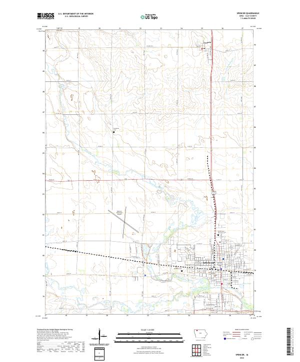 Spencer, IA — USGS 7.5-minute topo (2022)