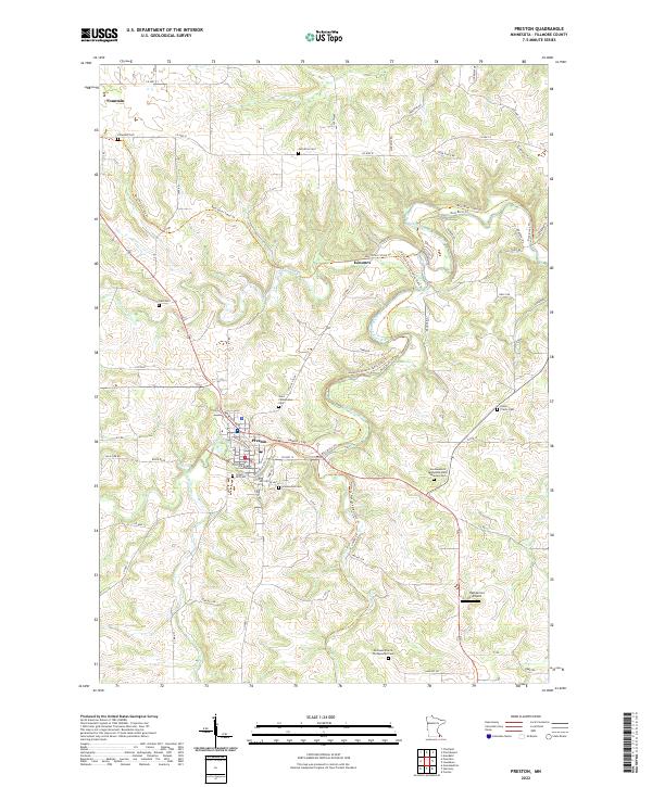 Preston, MN — USGS 7.5-minute topo (2022)