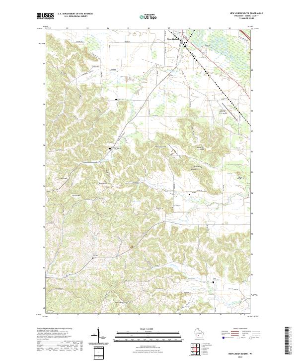 New Lisbon South, WI — USGS 7.5-minute topo (2022)