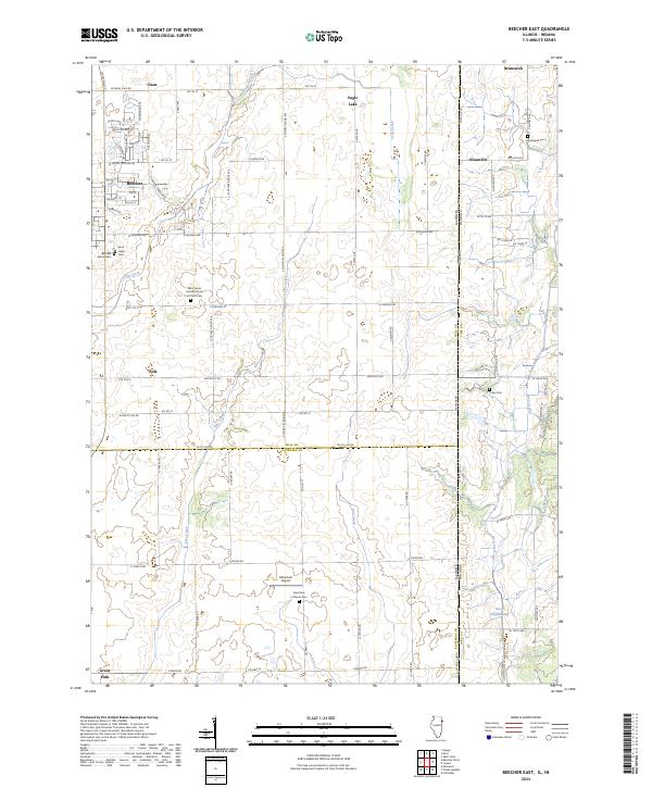 Beecher East, IL-IN — USGS 7.5-minute topo (2024)