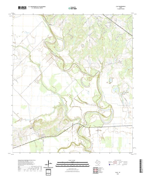 Clay, TX — USGS 7.5-minute topo (2022)