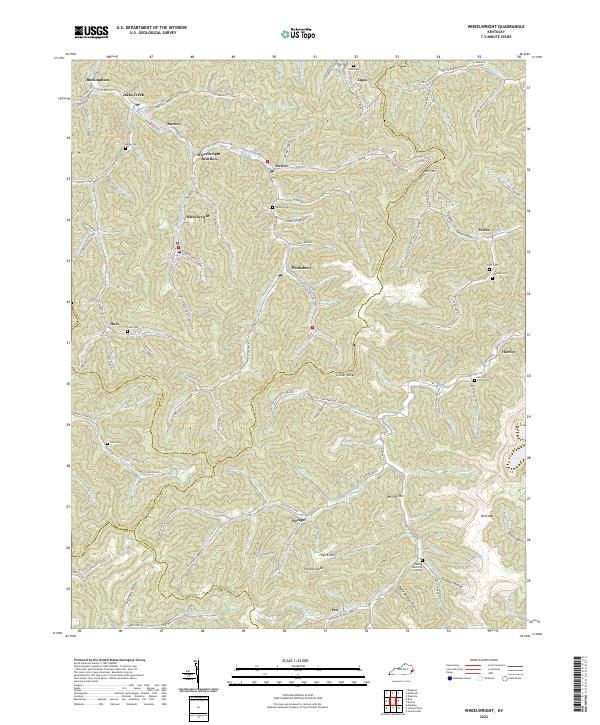 Wheelwright, KY — USGS 7.5-minute topo (2022)