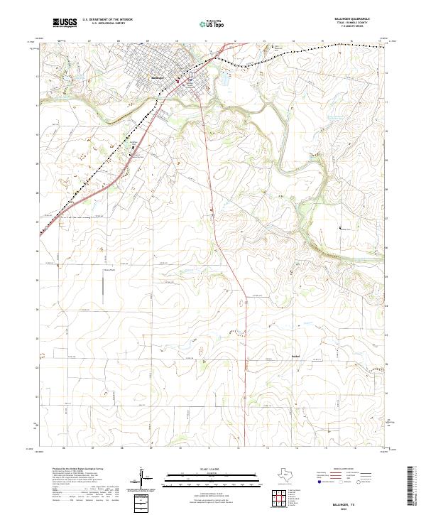 Ballinger, TX — USGS 7.5-minute topo (2022)