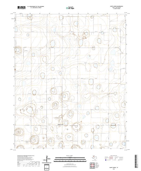 Happy Union, TX — USGS 7.5-minute topo (2022)