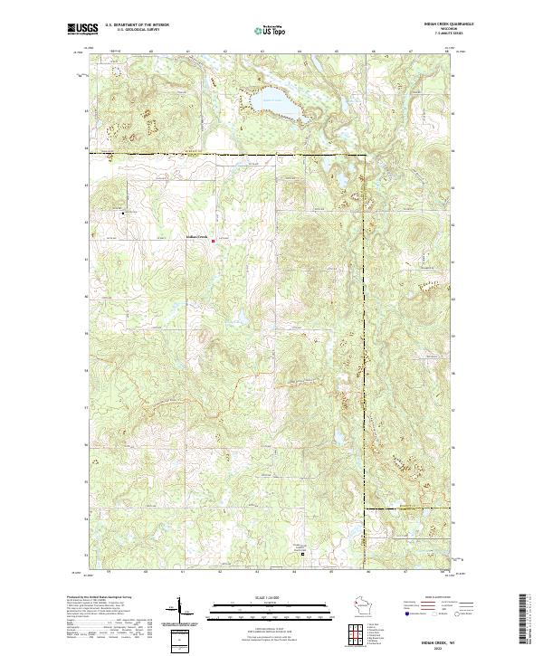 Indian Creek, WI — USGS 7.5-minute topo (2022)