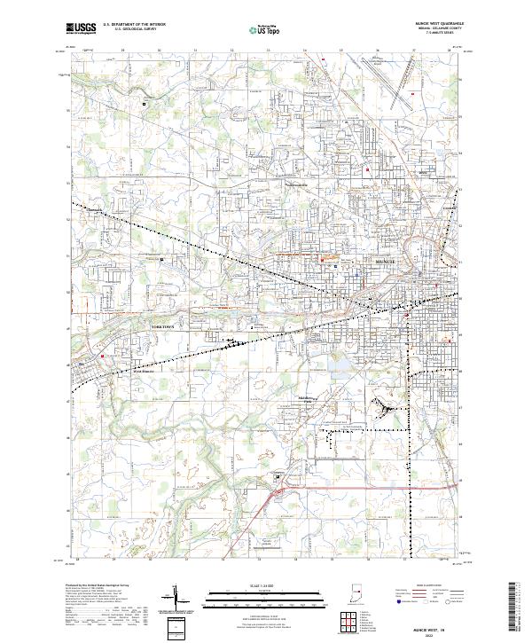 Muncie West, IN — USGS 7.5-minute topo (2022)