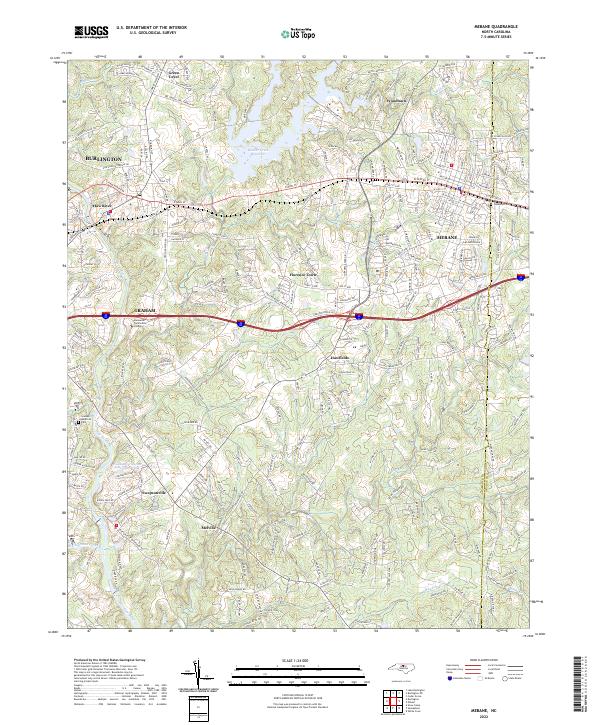 Mebane, NC — USGS 7.5-minute topo (2022)