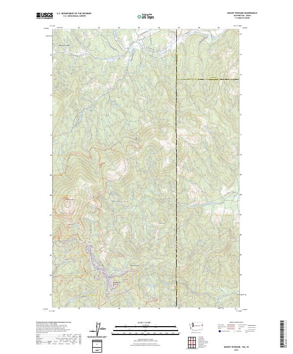 Mount Spokane, WA-ID — USGS 7.5-minute topo (2023)