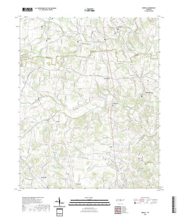 Dibrell, TN — USGS 7.5-minute topo (2022)
