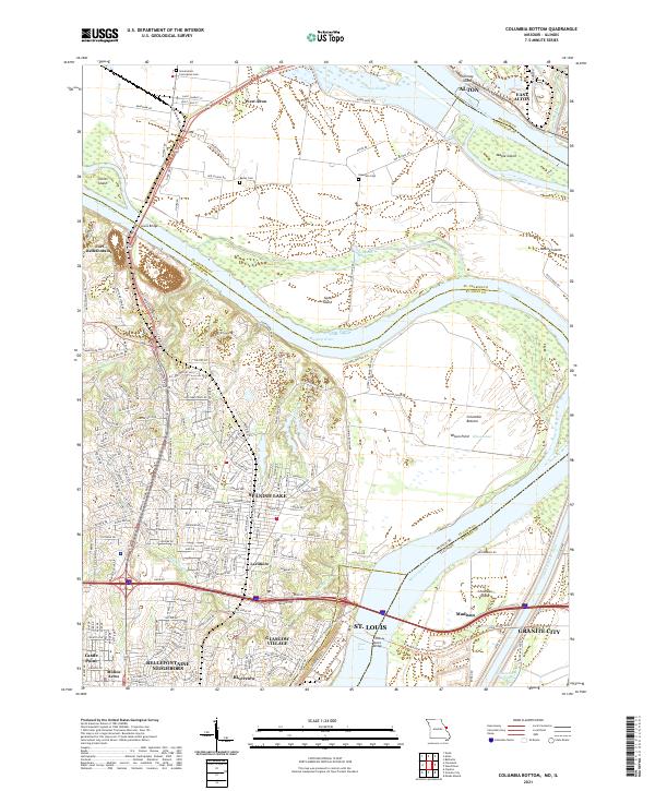 Columbia Bottom, MO-IL — USGS 7.5-minute topo (2021)