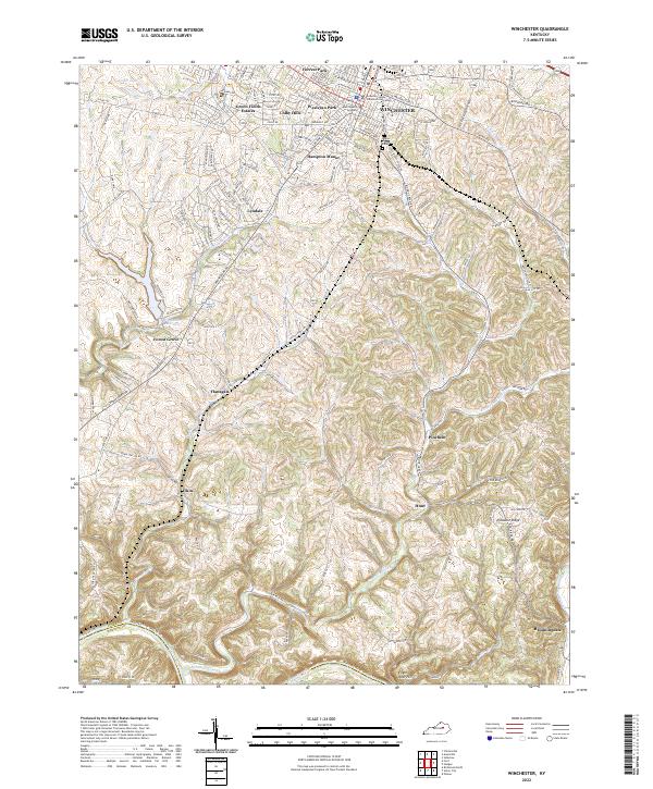 Winchester, KY — USGS 7.5-minute topo (2022)
