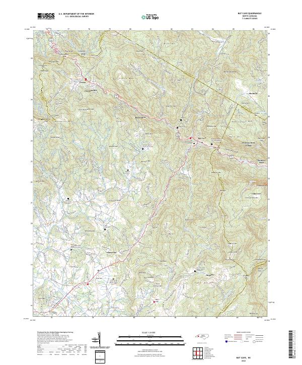 Bat Cave, NC — USGS 7.5-minute topo (2022)