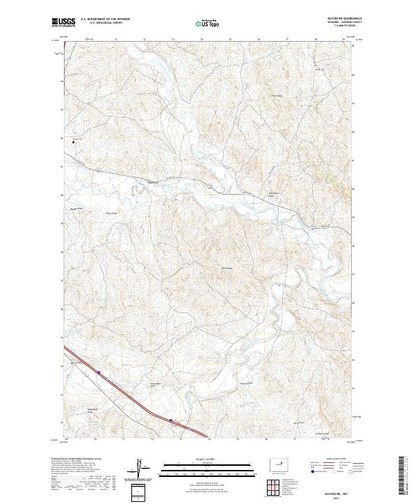 Kaycee NE, WY — USGS 7.5-minute topo (2021)