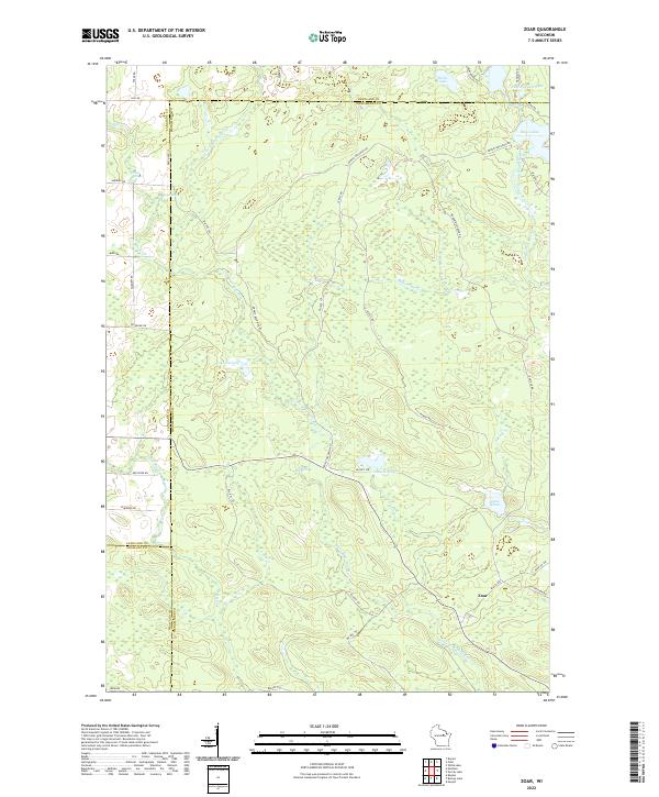 Zoar, WI — USGS 7.5-minute topo (2022)