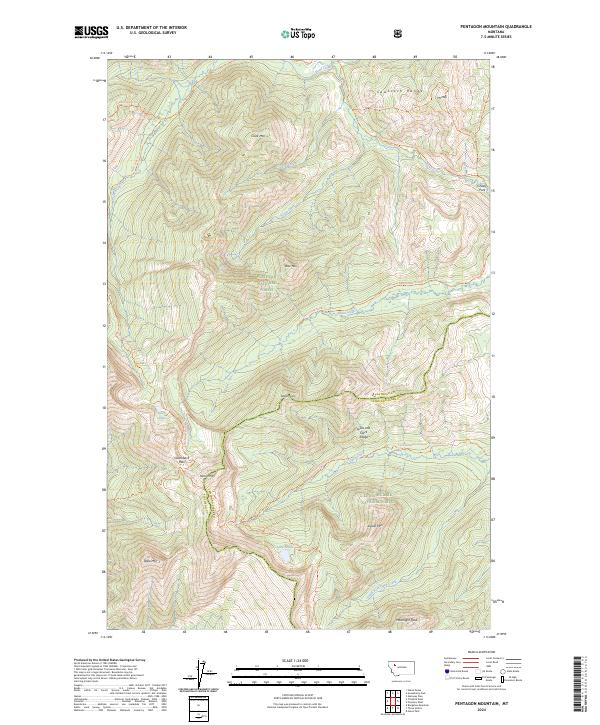Pentagon Mountain, MT — USGS 7.5-minute topo (2024)