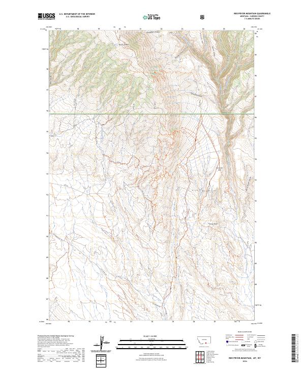 Red Pryor Mountain, MT-WY — USGS 7.5-minute topo (2024)