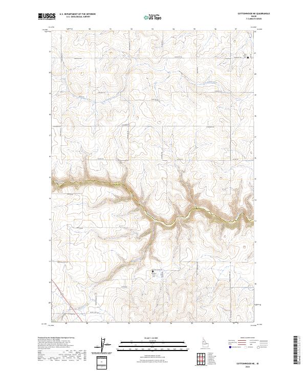 Cottonwood NE, ID — USGS 7.5-minute topo (2024)