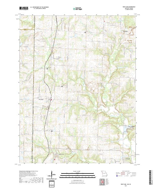 West Line, MO-KS — USGS 7.5-minute topo (2021)