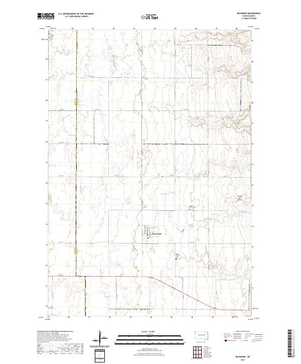 Raymond, SD — USGS 7.5-minute topo (2021)