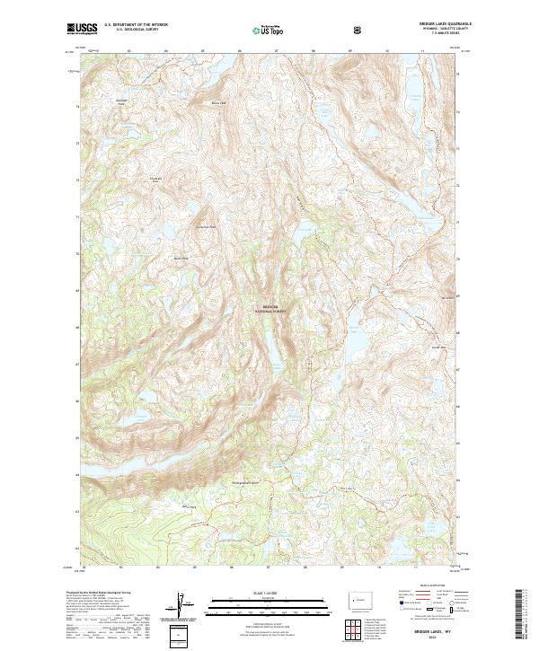 Bridger Lakes, WY — USGS 7.5-minute topo (2021)