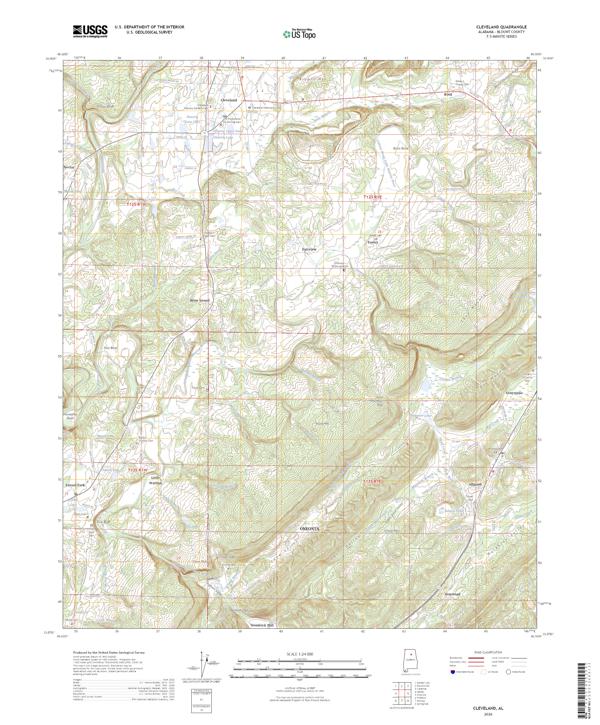 Cleveland, AL — USGS 7.5-minute topo (2026)