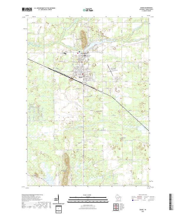 Adams, WI — USGS 7.5-minute topo (2022)